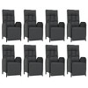 vidaXL 9-Piece Black Patio Dining/Lounge Set with Cushions - Outdoor Poly Rattan Garden Furniture Set withAdjustable Backrest - 4 of 4