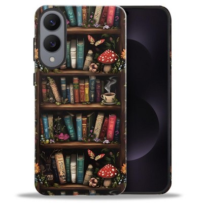 BONGEEK Case Compatible with Samsung Galaxy S25 Edge,Scratch Resistant Hybrid 2-Layer Hard Shell Bright Phone Case,Book Butterfly Mushroom Flower