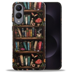 BONGEEK Case Compatible with Samsung Galaxy S25 Edge,Scratch Resistant Hybrid 2-Layer Hard Shell Bright Phone Case,Book Butterfly Mushroom Flower - 1 of 4