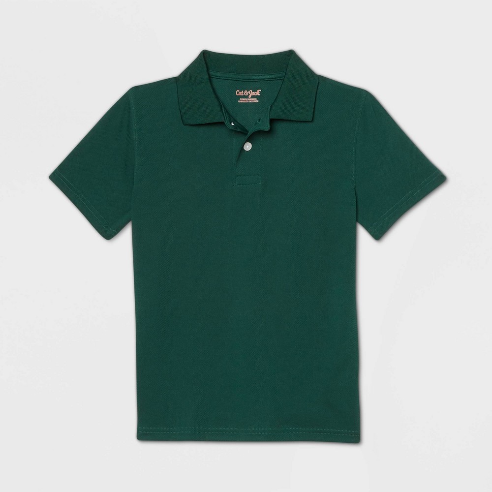 Boys' Short Sleeve Performance Uniform Polo Shirt - Cat & Jack Dark Green M