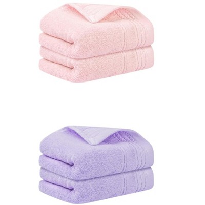 Unique Bargains Striped Pattern Soft Comfort Hand Towels for Bathroom Camp 4 Pcs 14" x 30"
