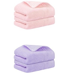 Unique Bargains Striped Pattern Soft Comfort Hand Towels for Bathroom Camp 4 Pcs 14" x 30" - 1 of 4