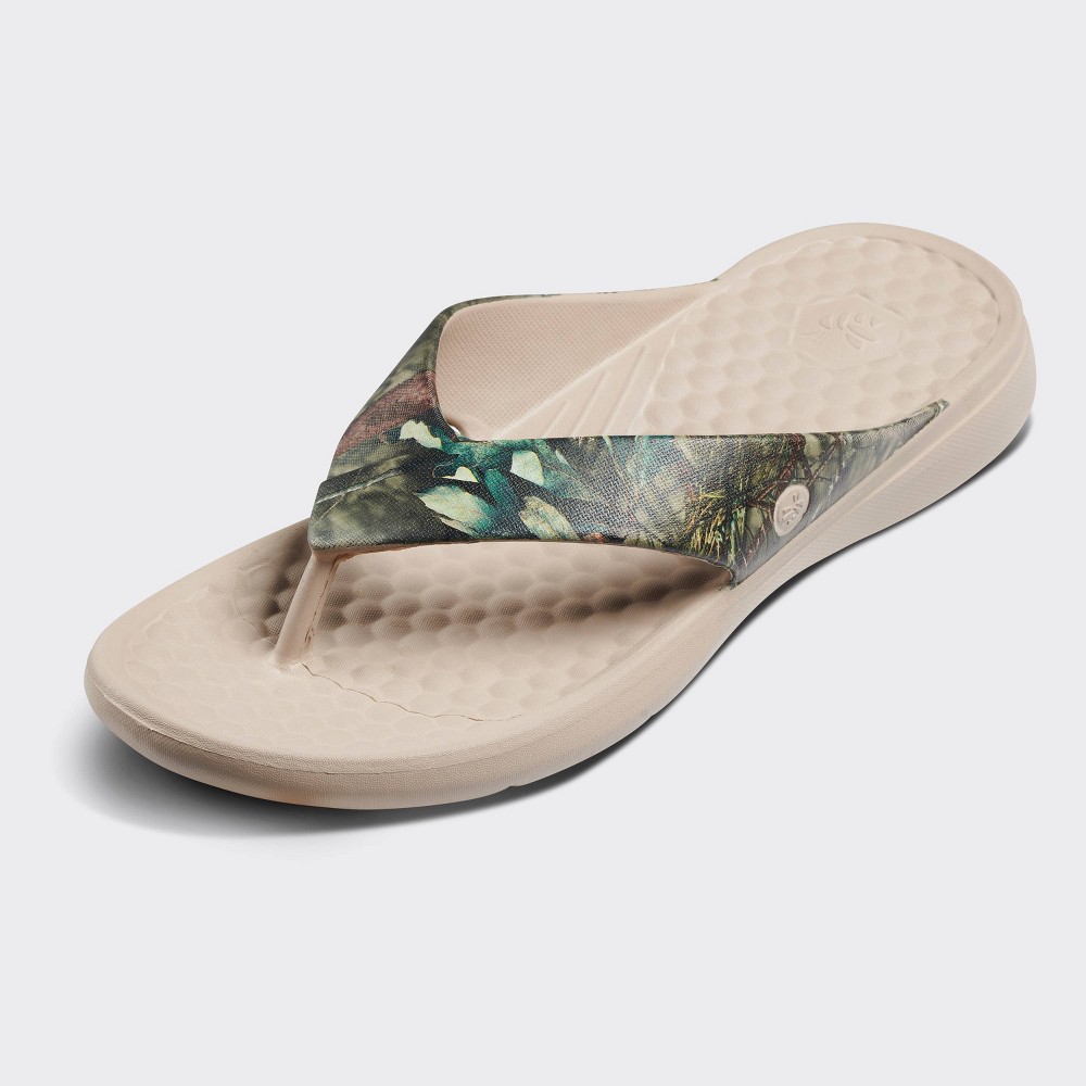 Joybees Adult Casual Flip Sandals - Tan/Green 11