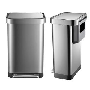 13 Gal/50 L Garbage Can Kitchen Trash Can with Trash Bag Holder, Step Trash Bin without Inner Bucket - 1 of 4
