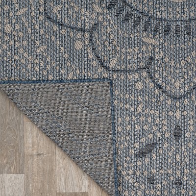 Blue Synthetic Rectangular 8' x 10' Stain-Resistant Area Rug