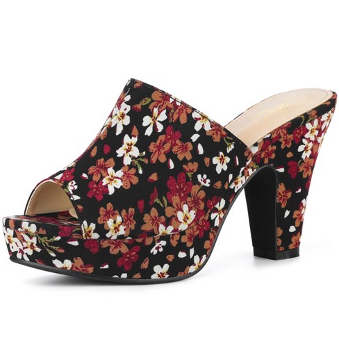 Floral chunky heel sandals best sale