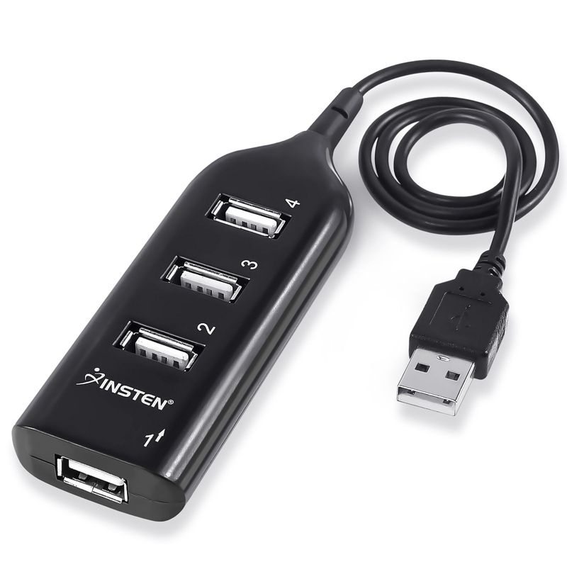 Insten 4-Port Black New USB 2.0 Hi-Speed Splitter Hub Adapter For PC Computer Notebook, 1, 1 of 5