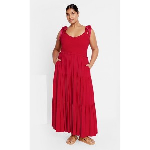 Women's Plus Size Cosmopolitan Maxi Dress - cranberry | CITY CHIC - 1 of 4