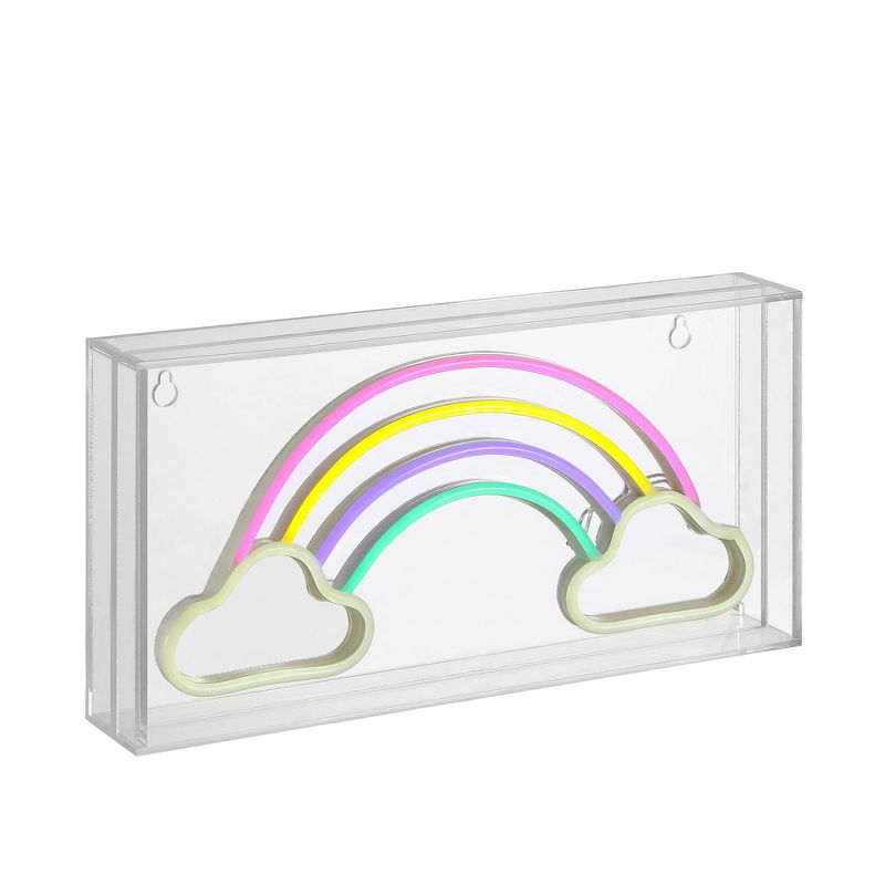11.75&#34; Rainbow Contemporary Glam Acrylic Box Pendant (Includes LED Light Bulb) Neon - JONATHAN Y, 3 of 6