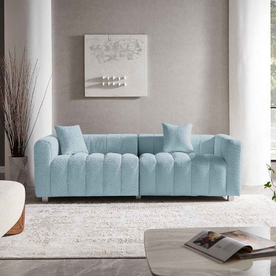 Modern 3-Seater Modular Sofa for Living Room, Upholstered Space-Saving Sofa, Couch with Metal Legs and Velvet Cover Pillows-Baofuwish