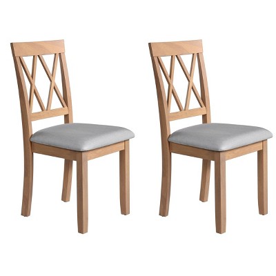 Set of 2 Upholstered Dining Chairs with Solid Wood Legs,Mid-Century Modern Style Linen Fabric Side Chairs-The Pop Home