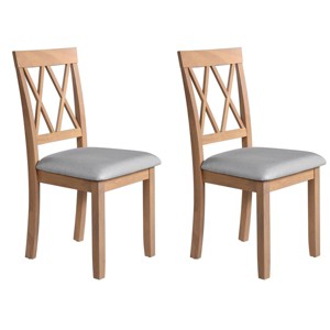 Set of 2 Upholstered Dining Chairs with Solid Wood Legs,Mid-Century Modern Style Linen Fabric Side Chairs-The Pop Home - 1 of 4