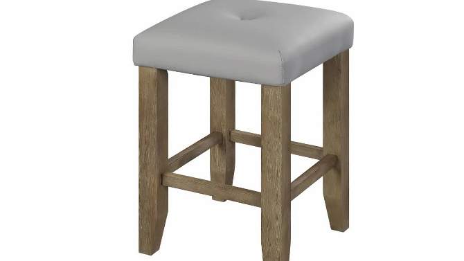 Set of 2 16&#34; Charnell PU Counter Height Barstools Gray/Oak Finish - Acme Furniture, 2 of 6, play video