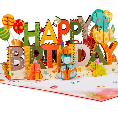 Paper Love 3D Dinosaurs Pop Up Birthday Card, For Adults and Kids | 5" x 7" Cover - Includes Envelope and Note Tag
