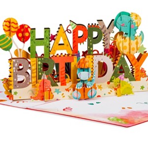 Paper Love 3D Dinosaurs Pop Up Birthday Card, For Adults and Kids | 5" x 7" Cover - Includes Envelope and Note Tag - 1 of 4