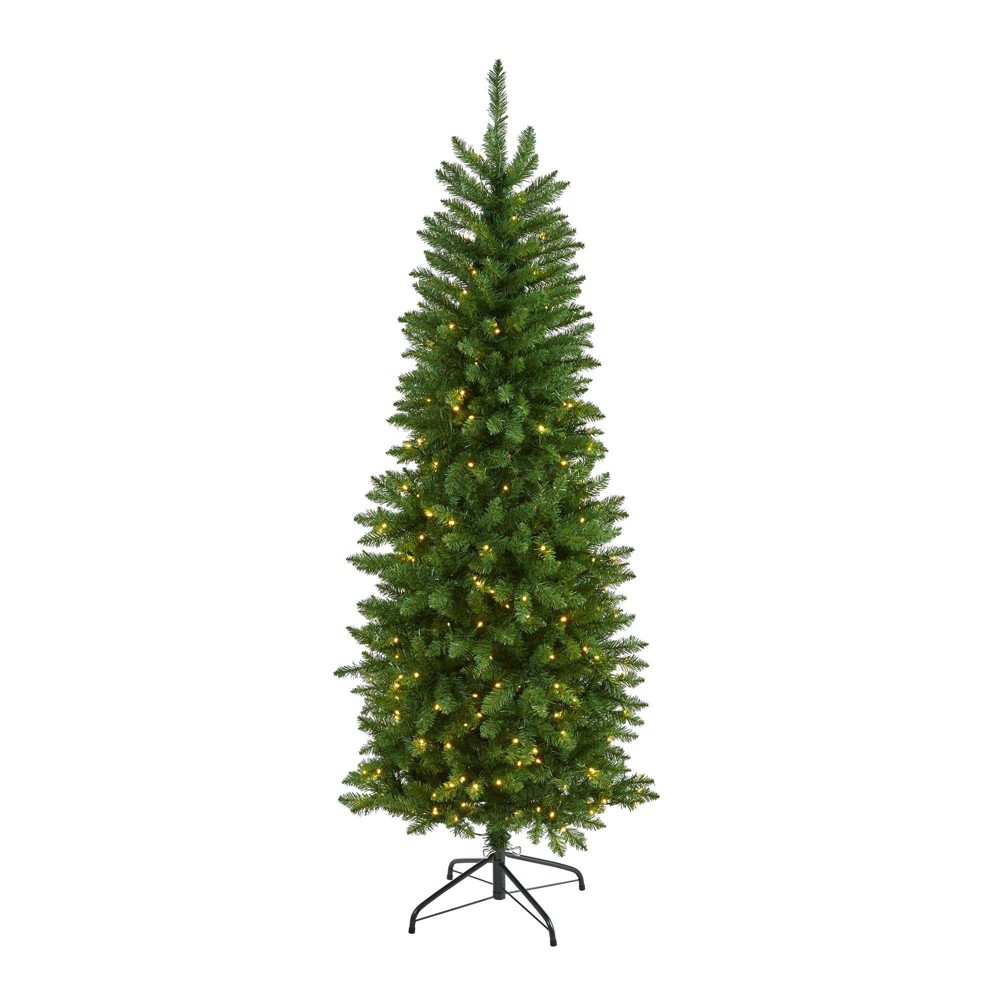 6ft Nearly Natural Pre-Lit LED Mountain Pine Artificial Christmas Tree Clear Lights