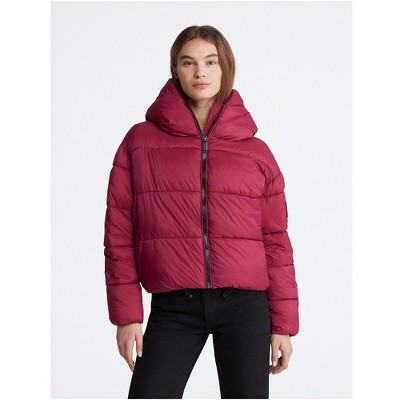 Calvin Klein Womens Boxy Hooded Puffer Jacket