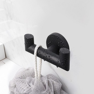 Matte Black Round Double Robe and Towel Hook Set