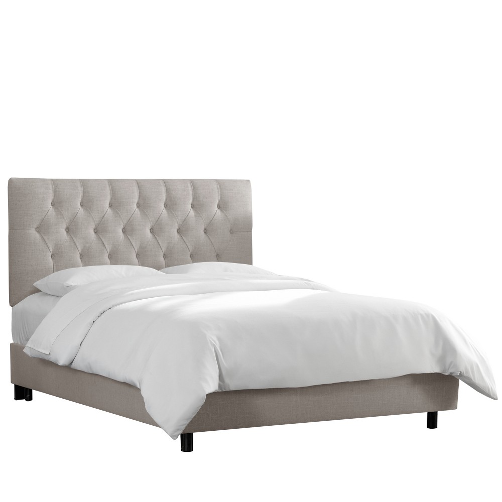 Photos - Bed Frame Skyline Furniture California King Edwardian Tufted Bed: Feather Gray Linen