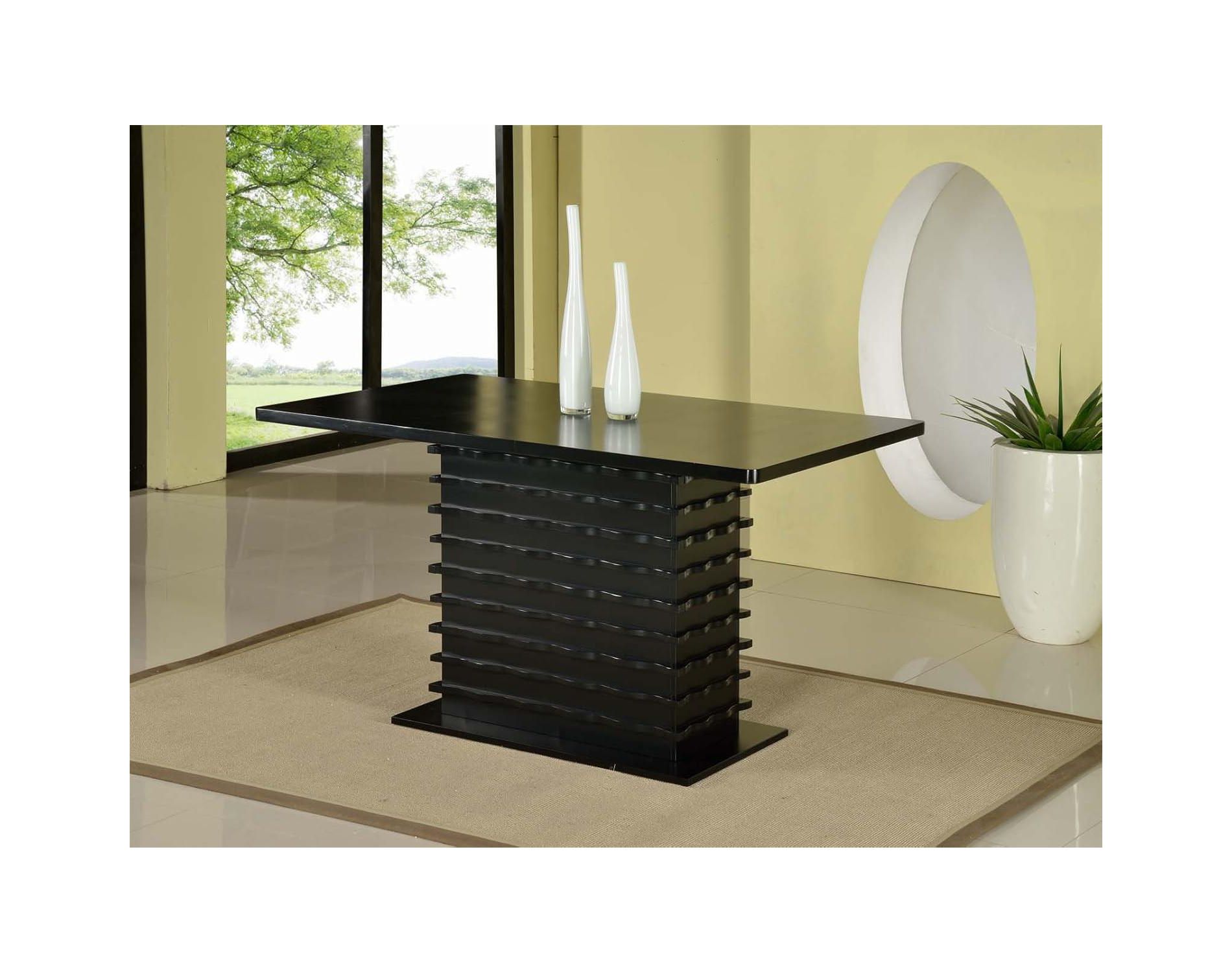 King's Brand Black Finish Wood Wave Design Dining Room Kitchen Table