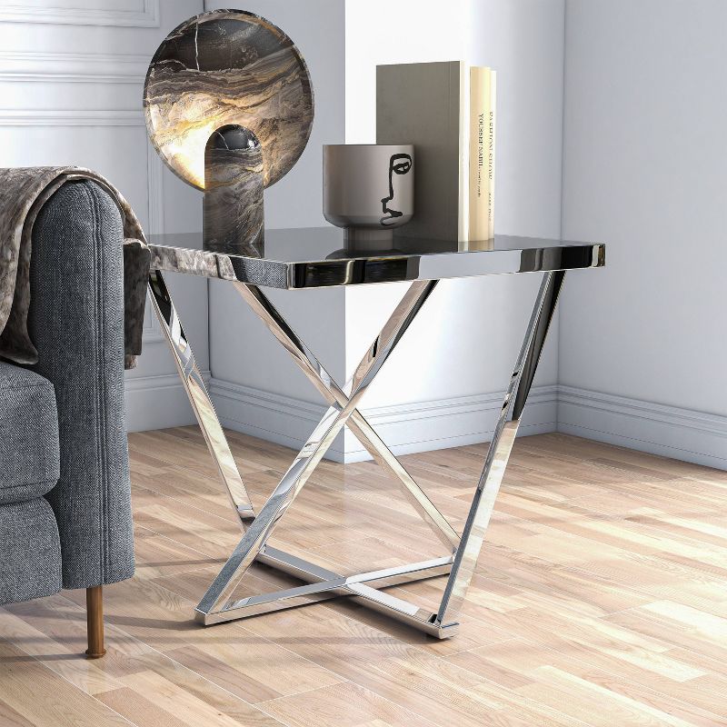 Drubeck Glam Mirrored End Table Chrome - HOMES: Inside + Out, 3 of 9