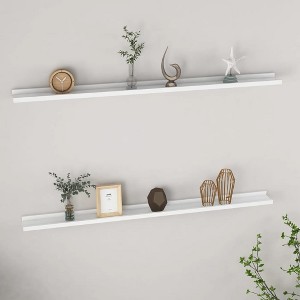 Wall Shelf Set of 2 White MDF 45.3 x 3.5 x 1.2 in Wall mounting - 1 of 4