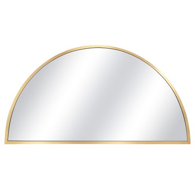 Beautyolove 20 in. W x 40 in. H Half Circle Gold Aluminum Alloy Framed Decorative Wall Mirror