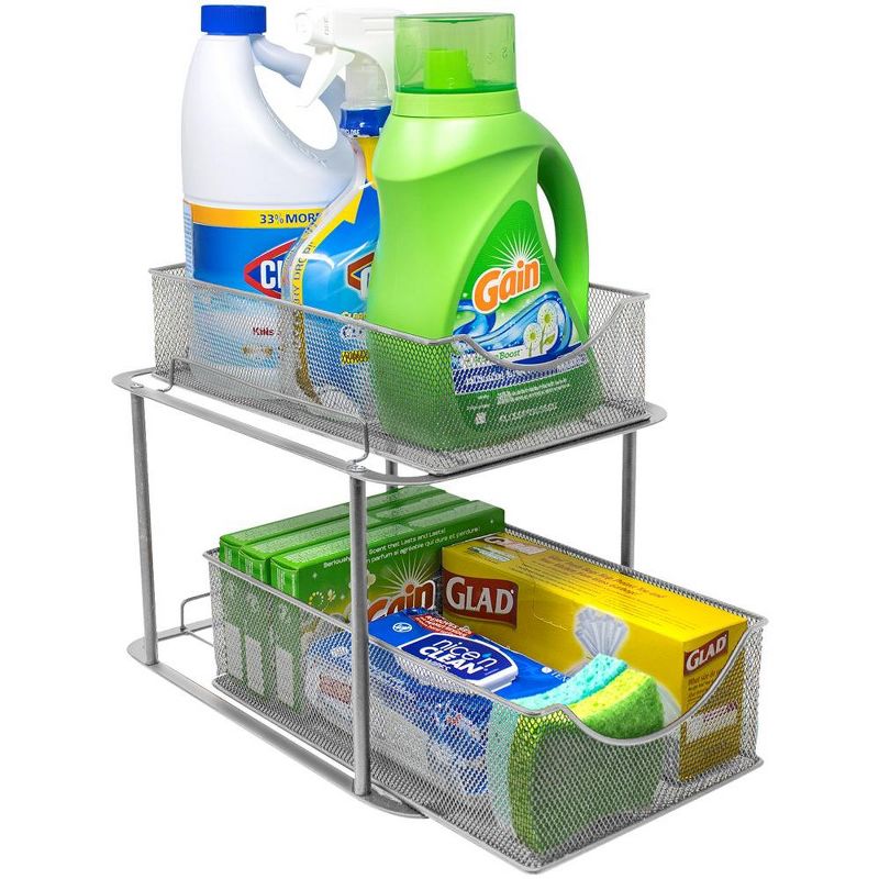 Sorbus 2 Tier Under the Sink Organizer Baskets with Mesh Sliding Drawers, 4 of 10