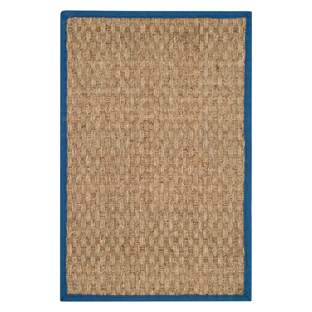  Solid Loomed Accent Rug Natural/Navy
