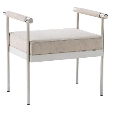 TOV Furniture Diva Velvet Bench in Cream