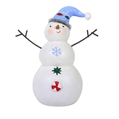 Ganz 6.0 Inch Peppermint Snowman Figurine Tinsel Snowflake Snowman Figurines