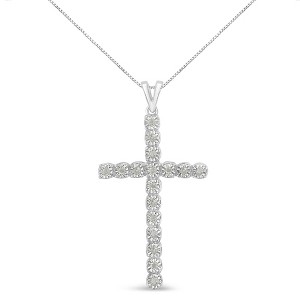 Haus of Brilliance Silver 1/4 Cttw Diamond Miracle Set Cross Unisex Pendant Necklace - 1 of 4