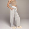 Anna-Kaci Lounge Women's Red Vertical Stripe Wide Leg Pants with Smocked Waistband Contrast Plaid Detail and Relaxed Full-Length Fit - 3 of 4