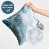 Americanflat 14"x14" Abstract Marble Design Throw Pillow with Premium Polyester - White and Blue - 3 of 4