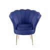 HOMLUX Angelina Velvet Scalloped Back Barrel Accent Chair with Metal Legs - 3 of 4