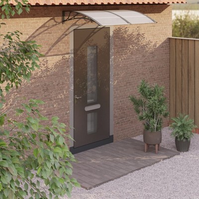 vidaXL Door Canopy Black 157.5 in.x39.4 in. Polycarbonate