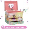 Musical Jewelry Box for Girls with Dancing Ballerina, 2-Drawer Pink Keepsake Storage for Accessories, Swan Lake Theme - 4 of 4
