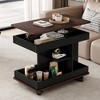 Gulches Adjustable End Table with Wheels - Modern Lift-Top 360¡ãRotating Side Table, Lockable Casters for Living Room Small Space,Brown and Black - 3 of 4