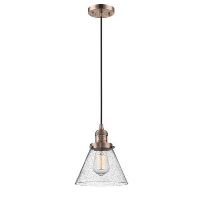 Cone - 1 Light Cord Hung Mini Pendant In Industrial Style-10 Inches Tall and 8 Inches Wide
