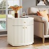 Tribesigns White Fluted Nightstand, 20-Inch Modern Bedside Table with Storage Drawer and Cabinet, for Apartment, Bedroom and Small Spaces - 3 of 4