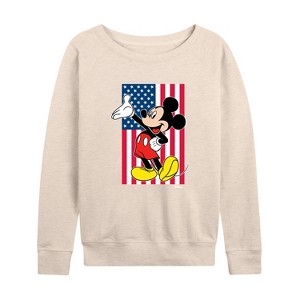 Women's - Disney - Mickey Flag Lightweight French Terry Wide Neck Long Sleeve Shirt - 1 of 4