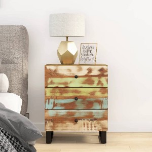 vidaXL Bedside Cabinet 19.7"x13"x24.4" Solid Wood Reclaimed&Engineered Wood - 1 of 4
