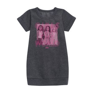 - Barbie - Girls Run The World Graphic Short Sleeve Fleece Dress - 1 of 2