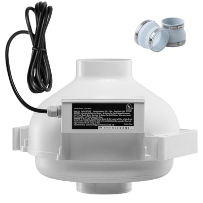VEVOR 4 to 4.5 inch Radon Mitigation Fan System, Quiet 260 CFM Radon Mitigation Kit with 2 Couplers, Waterproof Radon Fan, White