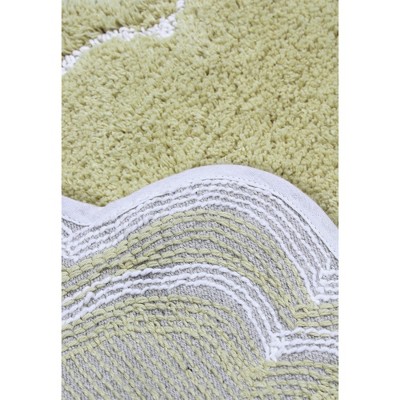 17"x24" Green Cotton Tufted Bath Rug with Non-Slip Backing