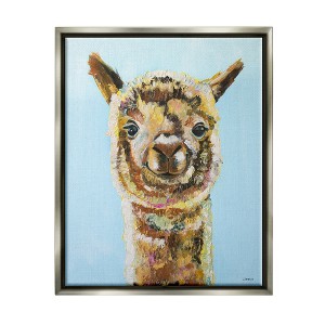 Stupell Industries Happy Llama Farm Animal Face Framed Canvas - 1 of 3