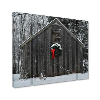 Trademark Fine Art -Kurt Shaffer 'Christmas Barn in the Snow' Multi Panel Art Set Small