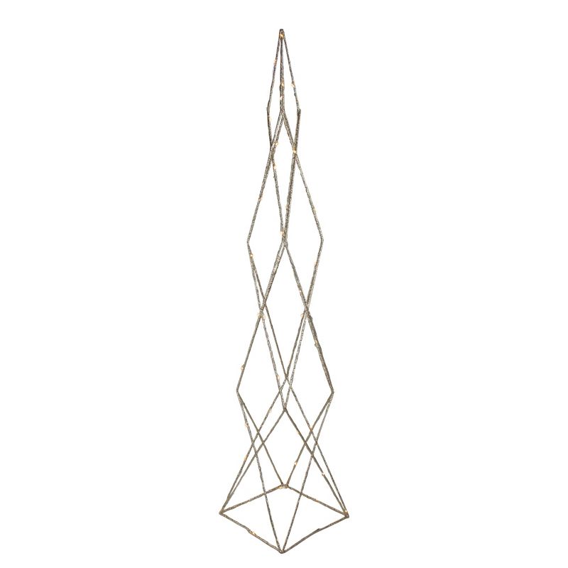 Northlight 32" LED Lighted B/O Gold Glittered Wire Geometric Christmas Cone Tree - Warm White Lights, 1 of 6