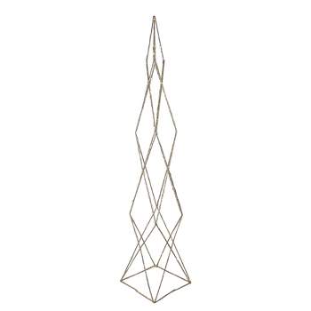 Northlight 32" LED Lighted B/O Gold Glittered Wire Geometric Christmas Cone Tree - Warm White Lights