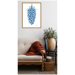 Kate & Laurel All Things Decor Sylvie Framed Canvas Large Blue Pine Cone by Patricia Shaw - 1 of 1